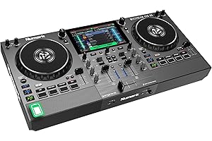 Numark Mixstream Pro Go Tragbarer DJ-Controller mit Akku, Mixer mit Stem-Trennung, Lautsprecher, WLAN-Streaming, Touchscreen, kompatibel mit Serato DJ