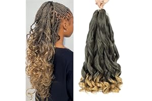 WoWCFyyds 8 opakowań francuskich warkoczy kręconych włosów, 50 cm, luźne fale, spiralne, kręcone, 75 g/opakowanie, miękkie francuskie loki, syntetyczne włosy do warkoczy (1B/27)