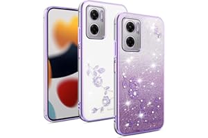 XINYEXIN Funda Glitter para Xiaomi Redmi 10 5G, Carcasa Teléfono Antigolpes Transparente Bling Sparkle, Ultra Delgado Cute Brillante para Niñas y Mujeres - Viola