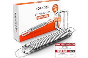 Gakago Schwingfeder für Hängesessel - Angenehmes Schwingen - Extra sicheres Stahlfeder Set mit Sicherungsedelstahlseil und 2 Karabiner mit Schraubverschluss