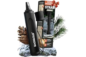 BACHGOLD Filtro de agua de supervivencia al aire libre, equipo de preparación ultraligero, proporciona hasta 500 litros de agua potable para cualquier emergencia, incluye manguera, Negro