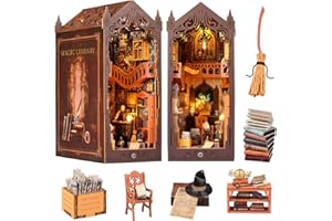 Lycidae Book Nook Kit, DIY Magic Dollhouse, Booknook, Miniature House Kit, 3D Puzzle Wooden, LED Lights, Decoration Gift, Booknook Book Shelf Decoration Gift