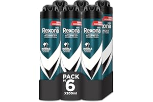 Rexona Desodorante Aerosol Protección Avanzada 72h Invisible Black & White Antitranspirante para hombre 200ml - Pack de 6