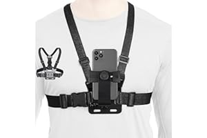 FEIGO Handy Brustgurt Halterung für iPhone, Samsung, DJI, Handy-Clip, Action-Kamera, Universal Smartphone Halter, Verstellbar, POV Kamera Halterung für Outdoor, Radfahren, Livestreaming