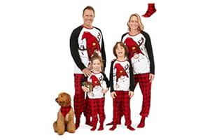 PATPAT Weihnachts Pyjama Familie Set - Christmas Pyjama Outfit Weihnachtsmuster, Weihnachtspyjama Paare Couple, Lang Familie Schlafanzüge, Matching Christmas Pyjamas für Baby Pap Mom Junge mit Socken