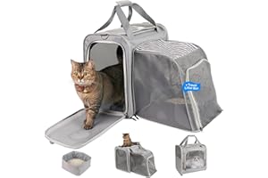Cat Carrier Bag with Litter Box - LitaiL Large Cat Travel Carrier, Cat Travel Carrier Bag Up 20 lb for Hiking, Camping, Long Road Trip, Portable Litter Box for Cats, Soft Cat Carrier for Car,