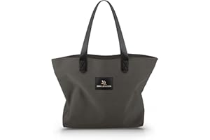 Emma Jonasson Shopper Sac à bandoulière élégant pour femme avec fermeture éclair et poche intérieure Grand sac à main, sac à main, sac à provisions, Noir, Medium…