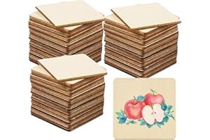 YITOBICI Tranches de Bois Naturel - 50 Pièces 10 cm Carrés Inachevés pour Projets Laser, Bricolage, Arts et Métiers
