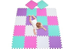 meiqicool - Alfombrilla de Espuma para bebés y niños | 18 baldosas de Espuma EVA para Piso | más Gruesas y Suaves para Arrastrar y Aprender | 100% seguras,Puzzle Suelo Bebe