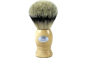 Hans Baier Exclusive Brocha de Afeitar (pelo de tejón punta de plata real – Mango de madera de haya