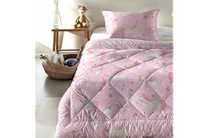‎ZELESTA Zelesta Kiddybed Children's Bed Linen 135 x 200 cm 4 Seasons - Winter Duvet and Summer Duvet - Washable Children's Blanket without Cover - Children's Duvet with Pattern (Rainbow Unicorn)