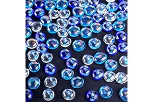 VGOODALL Glass Pebbles Bulk Pack, 120 Glittering Stones for Home Decor, Fish Tank Landscaping, Plant Glass Gems and Table Decorative Beads