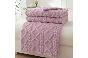 Mezzar Koc polarowy, miękka narzuta na łóżko, ciepły flanelowy pled na kanapę, na każdą porę roku (fioletowy, 200 x 230 cm)
