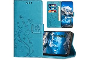 JZASES Hülle für Samsung Galaxy A40, PU Leder Handyhülle, Klappbar Prägung Brieftasche Stoßfeste Schutzhülle Kompatibel mit Samsung A40, Blau