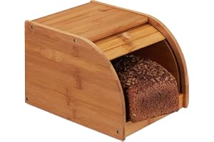 Relaxdays Panera, Bambú, Tapa deslizante, Conserva el aroma, Pan fresco, 18x20x27 cm, Marrón