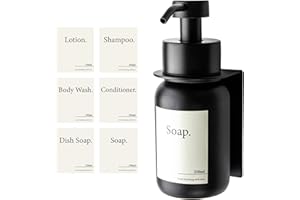 DESIGNFABRIK HAMBURG Design Hamburgo Dispensador jabon baño Pared sin taladrar | Dosificador de Gel de Pared | Gel y champu Ducha | Jabonera Cocina Cristal | con Soporte | Negro Negro