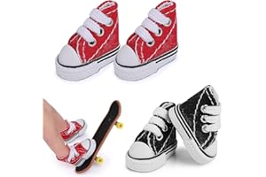 BAVOOTY Finger Skateboard Schuhe,Mini Finger Schuhe,Kleine Finger Dance Schuhe,Finger Skateboard Canvas Schuhe,Mini-Fingerspielzeug-Set,Fingerschuhe für Graffiti-Griffbrett für Männer und Frauen(2 Paar)