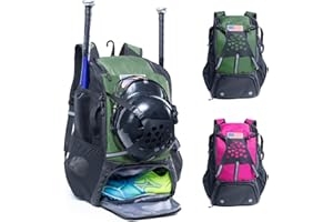 VIGEGARI Youth Baseball Bag, Baseball Backpack for Boys,Youth, Adults-Bat Bag, Softball Bag, T-Ball, Softball Equipment & Accessories for Bat, Glove Holder, Helmet, Shoes Compartment, Baseball Gifts