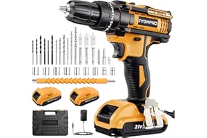JYGMPRO Perceuse Visseuse Sans Fil 21V, Visseuse Devisseuse Sans Fil avec 2 Batteries 2.0Ah, 42Nm Perceuse Percussion, 25+3 Réglages de Couple, 30 Accessoires, 2 Vitesses, LED, pour le Bricolage
