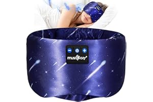 Musicozy Sleep Mask with Bluetooth Headphones,100% Natural Silk Eye Mask Headphones for Men Women,Soft Sleep Headphone Bluetooth Eye Mask for Sleeping,Travel,Relax,Yoga,Meditation