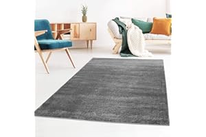 Taracarpet Kurzflor-Designer Uni Teppich extra weich fürs Wohnzimmer, Schlafzimmer, Esszimmer oder Kinderzimmer Gala dunkel-grau 160x230 cm