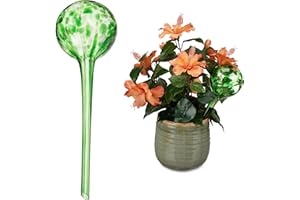 relaxdays Globos de Riego, Dispensadores Agua Maceta, Regadores Automáticos, Autoriego, Cristal, Ø 9 cm, Verde, 2 Uds