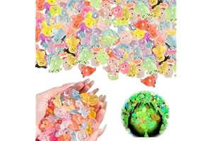 Febbya Mini Leuchtende Tierfiguren aus Harz,30 Stück Glow in The Dark Kleine Tiere Figuren Set mit Enten,Schildkröten,Fischen & Miniatur Tieren für Deko,Sammlung, Aquarium,Miniaturlandschaften