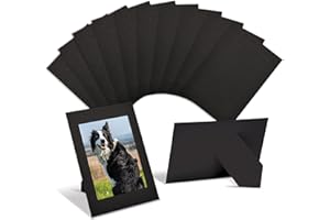 Better Office Products Papierowe ramki na zdjęcia na wkłady 10 x 15 cm, 50 sztuk, ciężkie kartonowe ramki na zdjęcia ze sztalugą, stojące ramki papierowe (czarne)