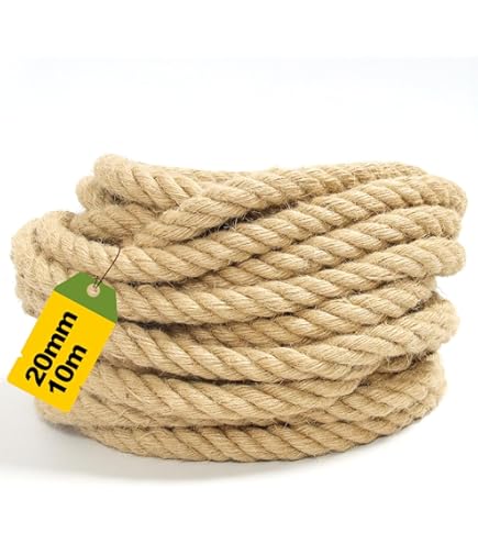 Corde De Jute Naturelle Tosadée 8mm Longueur 20m, Ficelle Cordage Pour