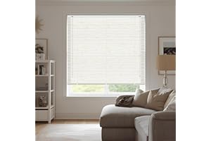 GENERIC White Plain PVC venetian Blind - Width 170cm x Drop 150cm - 25mm Horizontal Slats - Easy Fit Trimmable fitting with Tilt control Wand Mechanism