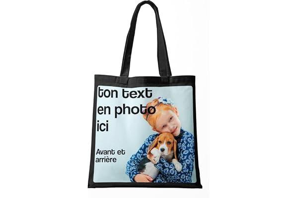 BLAK TEE Personnalisez Votre Propre imprimé personnalisé avec du Texte ou Une Photo Sac en coton réutilisable
