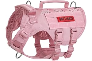 OneTigris AIRE Mesh Tactical Dog Harness No Pull Tactical Dog Harness,Breathable Mesh Design Service Dog Vest with Handle & Molle Pouches, Adjustable Suit for Walking Hiking Training