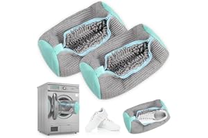 HWJPDMBD Schuhwaschbeutel Waschmaschine, 2 Stück Waschbeutel für Schuhe, Wiederverwendbarer Wäschesack Schuhe, Anti-Verformung Sneaker Waschbeutel, Netzschuhe Waschbeutel für Sportschuhe und Trockner (Grau)