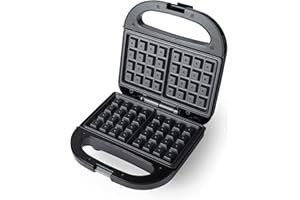 Progress EK5852P Grille-pain double - Appareil à desserts électrique, plaques de cuisson antiadhésives, gaufre belge/américain, contrôle automatique de la température, poignée de transport, 750W