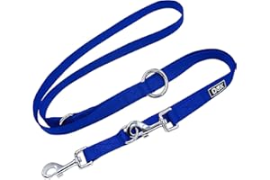 DDOXX Nylon Dog Lead, Adjustable to 3 Different Lengths, 2 Metres, for Small and Big Dogs, Double Lead for 2 Dogs, Cats, Puppies, Large Tow Lead, Small Guide Lead, Walking Lead, Puppy Lead, S, Blue