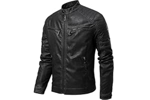 TONY BACKER Giubbotto da Uomo in pelle sintetica da moto Stile Vintage 5205