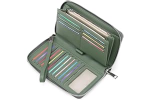 GAEKEAO Portafoglio Donna Grande, Pelle con Blocco RFID Portafogli Donna, Portamonete con Chiusura a Cerniera, Borsellino Donna Idee Regalo