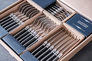Laguiole Production - Ménagère 24 pièces - Set de Couverts de Table Acier INOX et ABS pour 6 Personnes - Solidité Extrême - Compatible Lave-Vaisselle - Manche Ergonomique - Noir