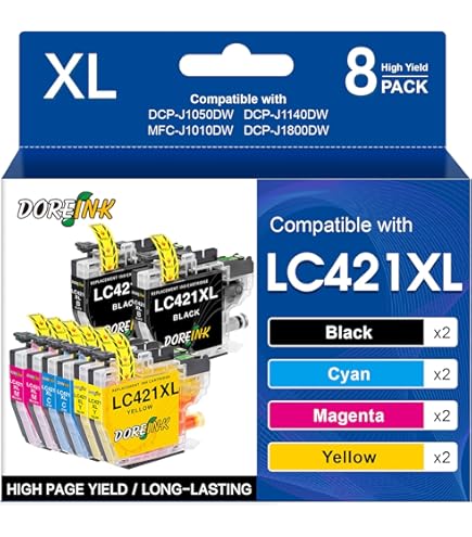 Pack 4 cartouches LC421 XL générique pour Brother - 4 couleurs