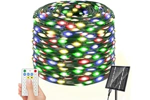Amzxart Guirlande lumineuse solaire d'extérieur - 600 LED - 62 m - 19 modes - Décoration de Noël extérieure - Étanche IP65 - Pour balcon, jardin, sapin de Noël - Fête (couleur)
