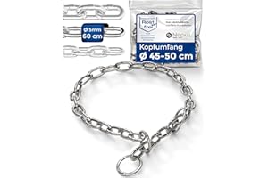 NIETFULLTHINGS Nierdzewny łańcuch z blokadą ciągu do treningu psa – obroża dla psa ze stali nierdzewnej – krótkie ogniwa o grubości 5 mm – długość 60 cm naszyjnik dla psa z ogranicznikiem ciągu