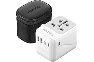 Hotimy Adaptateur de Voyage, Prise 2500W avec 3 USB C et 2 USB A, avec Fusibles 10A, Universelle France vers EU Australie USA Canada Chine Japon