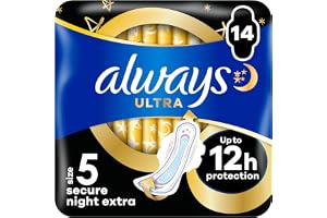 Always Ultra sanitetsbindor Secure Night Extra (storlek 5) vingar 14 st, superabsorberande och ultratunna, för menstruation