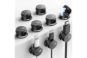 JOYROOM 9 Pack Cable Tidy Clips Cord Organiser Magnetic Cable Management Self Adhesive Wire Holder for Desk, Nightstand, Charging Cables, HDMI, USB, Audio Cable, Office, Home, Black