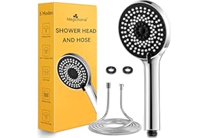 Magichome Shower Head and Hose 2M, High Pressure Shower Head with 5 Modes, Universal Handheld Showerhead for Low Water Pressure