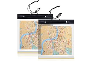 Sumind Étui de Carte Géographique Étanche Couverture de Carte Géographique Transparente Pochette de Carte Géographique en PVC avec Fenêtre Transparente et Sangle de Cou, 31 x 28 cm