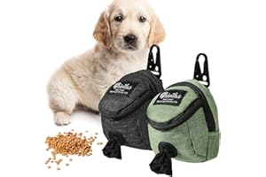 SCOUTTEEMO Dog Poop Bags 2Pcs Portable Dog Poop Bag Dispenser Pet Treat Waste Bags Training Pouch with Two Pockets Buckle Walking Belt Attachment for Outdoor Dog Leash Poop Bag