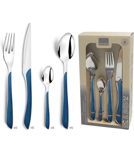 Amefa Eclat - Coffret 24 couverts pour 6 personnes - 2214RDPA10C40 Rouge pas cher