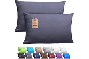 NatureMark Zestaw 2 poszewek na poduszki z dżerseju, poszewka na poduszkę do spania bocznego, poduszka pod kark, wiele rozmiarów i kolorów, Oeko-Tex (40 x 60 cm, antracytowy)