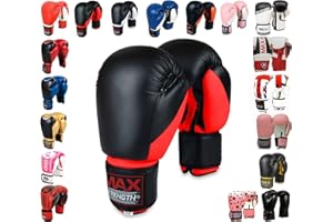 MAXSTRENGTH Boxing Gloves for Training & Muay Thai | Mitts for Sparring, Kickboxing, Fighting | Great for Heavy Punch Bag, Grappling Dummy Double End Speed Ball & Focus Pads Punching